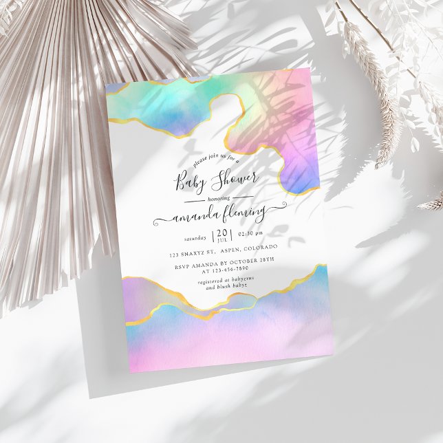 Rainbow Agate Stone Baby Shower Invitation (Rainbow Agate Stone Baby Shower Invitation)