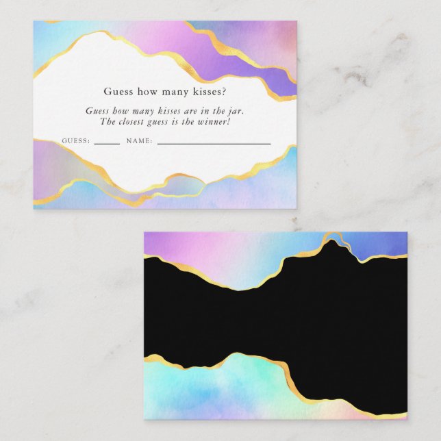 Rainbow Agate Stone Bridal Shower Kissing Game Enclosure Card (Front/Back)