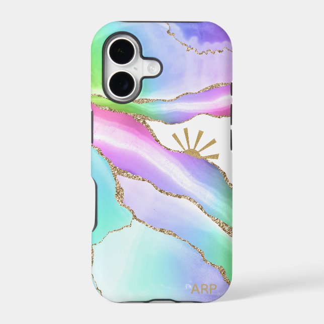 *~* Rainbow Agate Sun Rays Gold  Pastel (Back)