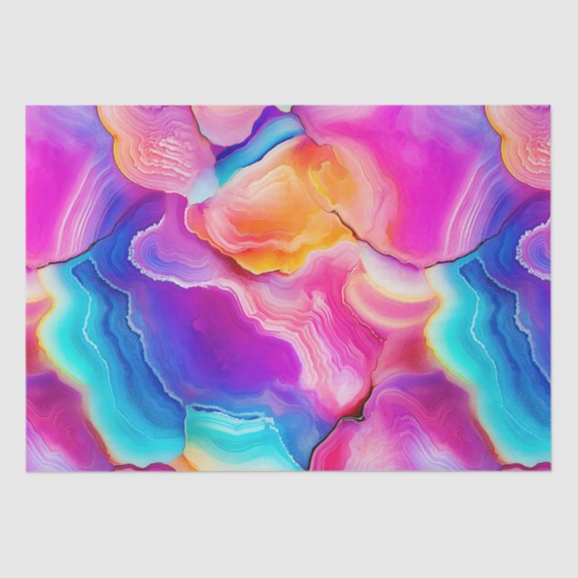 Rainbow Agate | Vibrant Abstract Stone Pattern Tissue Paper (Front)