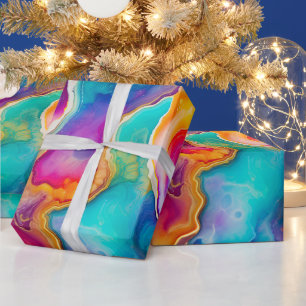 Rainbow Agate Vibrant Abstract Stone Pattern Wrapping Paper