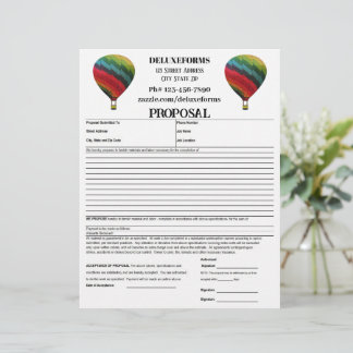Rainbow Air Balloon Proposal Form Custom Letterhead