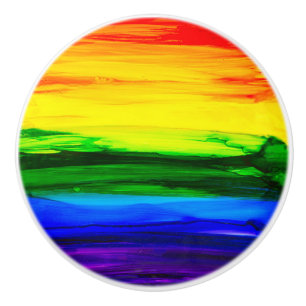 Rainbow Alcohol Ink Abstract Ceramic Knob