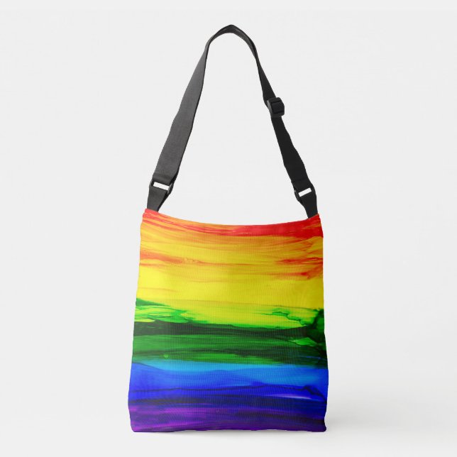 Rainbow Alcohol Ink Abstract Crossbody Bag (Front)