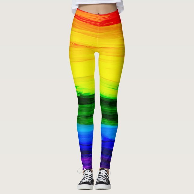 Rainbow Alcohol Ink Abstract Leggings (Front)