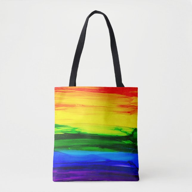 Rainbow Alcohol Ink Abstract Tote Bag (Front)