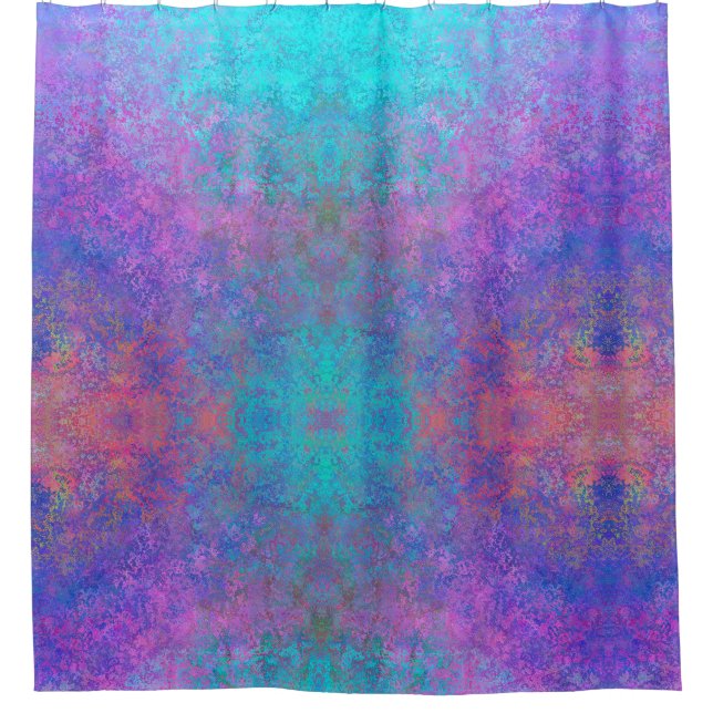 Rainbow Alcohol Ink, Bright Colourful Abstract Shower Curtain (Front)