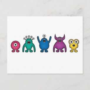 Rainbow Alien Monsters Postcard