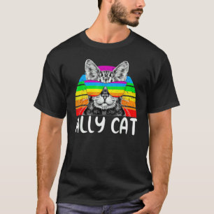 Rainbow Ally Cat Lgbt Gay Pride Flag Heart Men Wom T-Shirt