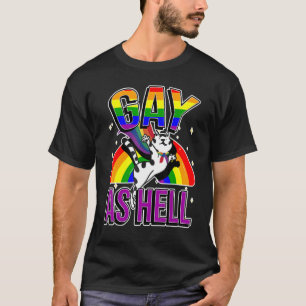 Rainbow Ally Cat Lgbt Gay Pride Flag Heart Men Wom T-Shirt