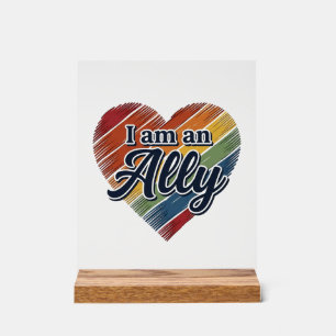 Rainbow Ally Heart Vector Shirt Design_1 Acrylic Sign