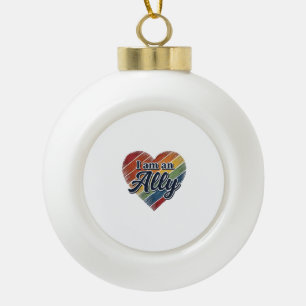 Rainbow Ally Heart Vector Shirt Design_1 Ceramic Ball Christmas Ornament