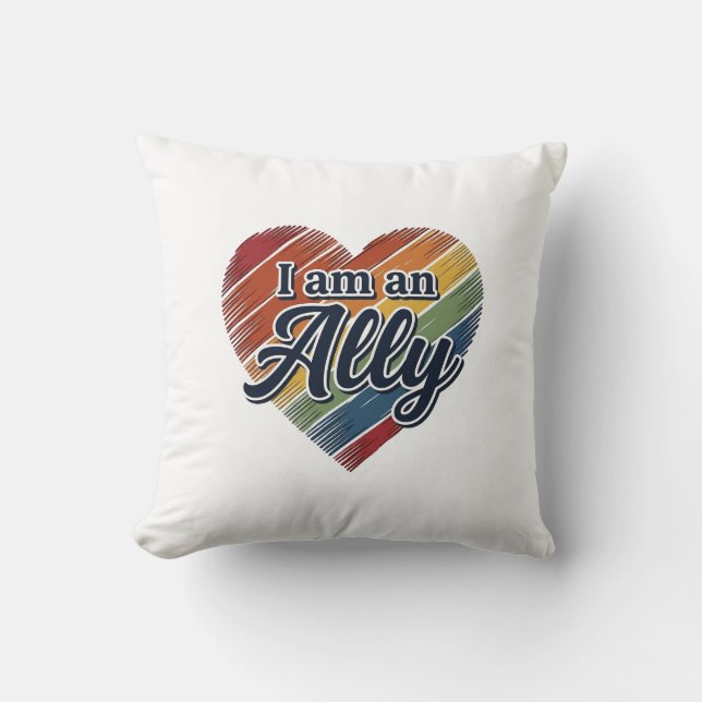 Rainbow Ally Heart Vector Shirt Design_1 Cushion (Front)