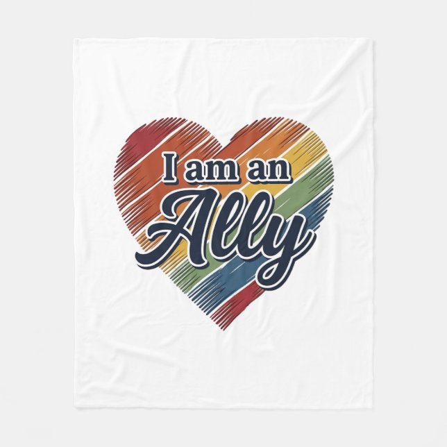 Rainbow Ally Heart Vector Shirt Design_1 Fleece Blanket (Front)