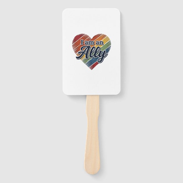 Rainbow Ally Heart Vector Shirt Design_1 Hand Fan (Front)