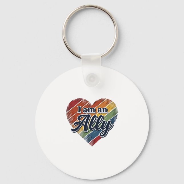 Rainbow Ally Heart Vector Shirt Design_1 Key Ring (Front)