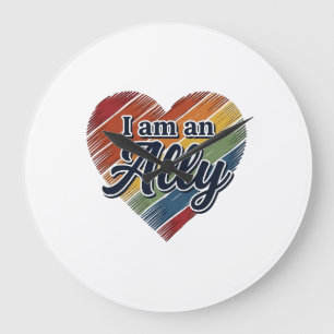 Rainbow Ally Heart Vector Shirt Design_1 Large Clock
