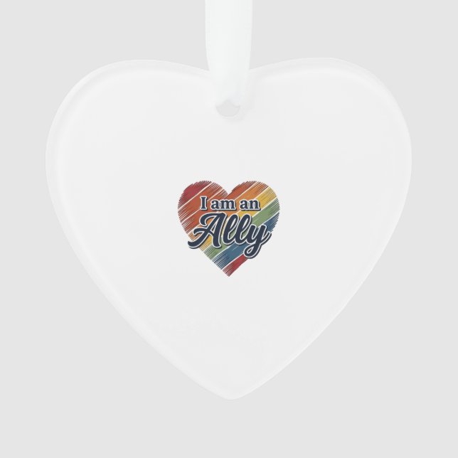 Rainbow Ally Heart Vector Shirt Design_1 Ornament (Front)