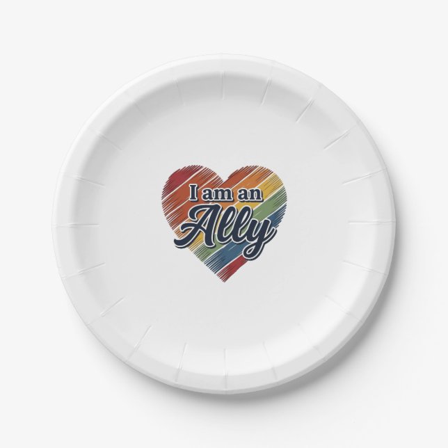 Rainbow Ally Heart Vector Shirt Design_1 Paper Plate (Front)
