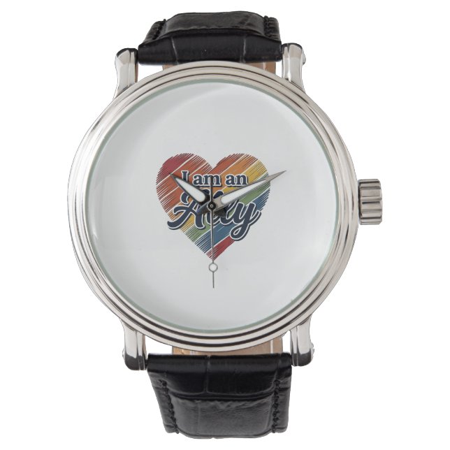 Rainbow Ally Heart Vector Shirt Design_1 Watch (Front)