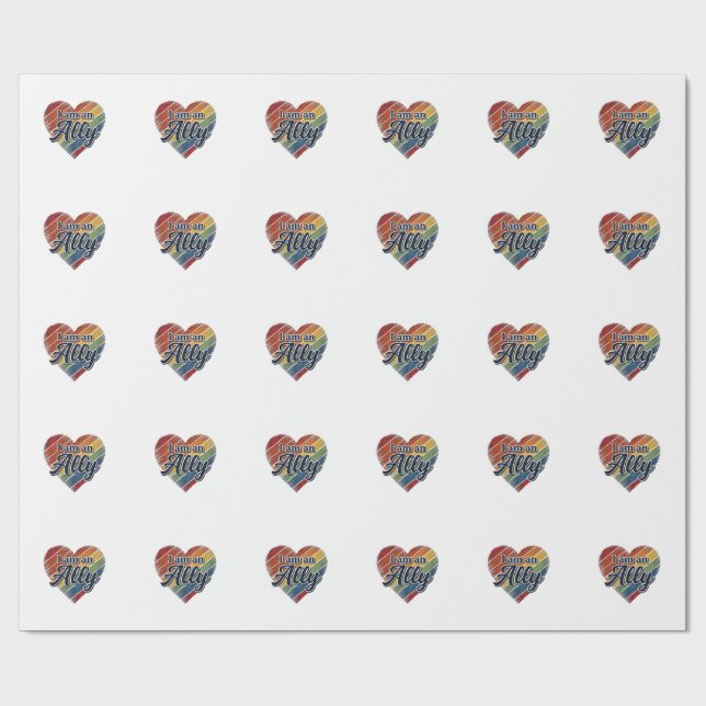 Rainbow Ally Heart Vector Shirt Design_1 Wrapping Paper (Flat)