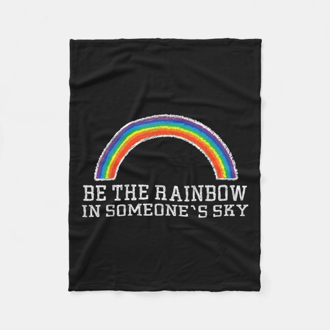Rainbow Ally Pride Good Vibe Mental Health Motivat Fleece Blanket (Front)
