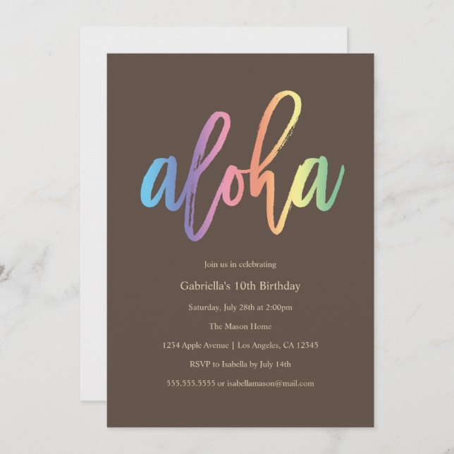 Rainbow Aloha | Party Invite (Front/Back)
