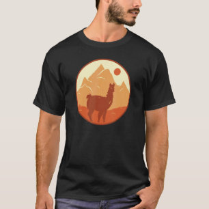 Rainbow alpaca with sun trees forest for llama fan T-Shirt