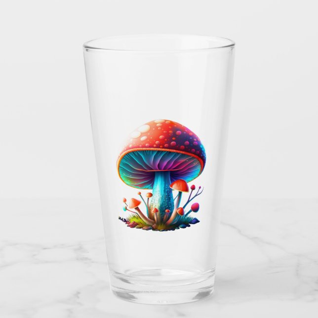 Rainbow Amanita Muscaria Glass Cup (Front)