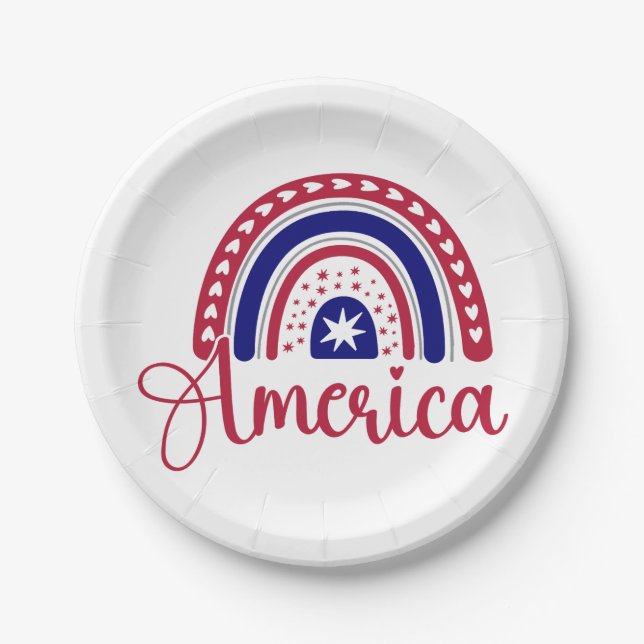 Rainbow America  Paper Plate (Front)