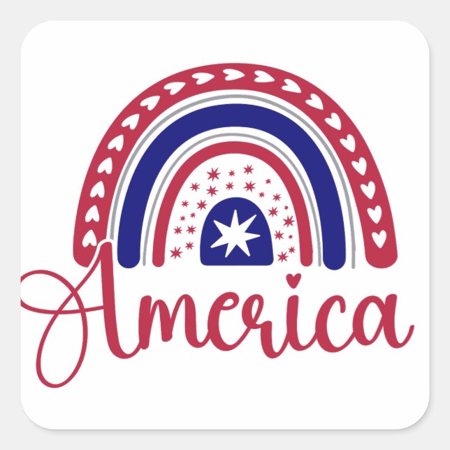 Rainbow America  Square Sticker (Front)