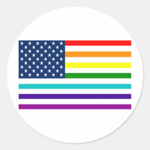 Rainbow American Flag Classic Round Sticker