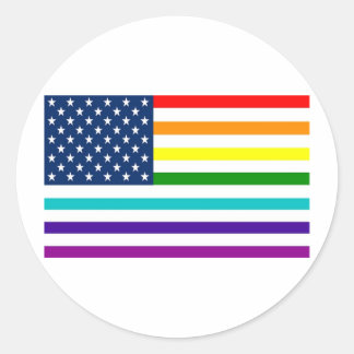 Rainbow American Flag Classic Round Sticker