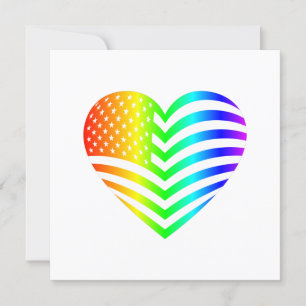 rainbow american flag heart patriotic lgbt pride invitation