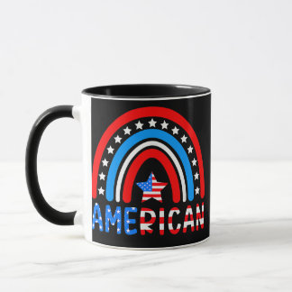 Rainbow American Flag Patriotic Happy 4th Of July Mug