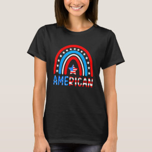 Rainbow American Flag Patriotic Happy 4th Of July  T-Shirt