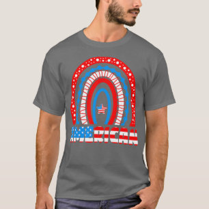 Rainbow American Flag Patriotic Happy 4th Of July  T-Shirt