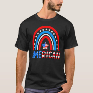Rainbow American Flag Retro America Usa Graphic T-Shirt