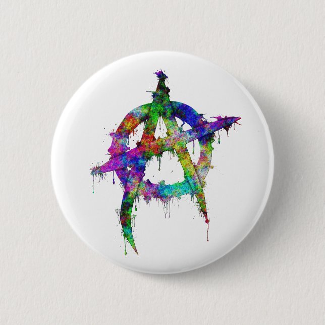 Rainbow Anarchy Symbol 6 Cm Round Badge (Front)