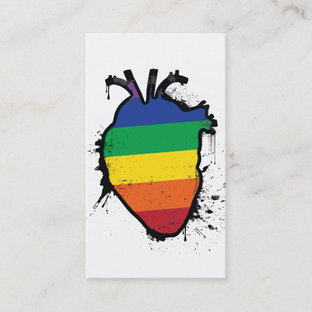 rainbow anatomical heart business card (Front)