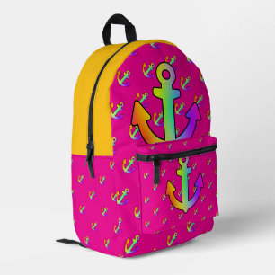 Rainbow Anchor Repeat Hot Pink Kids    Printed Backpack