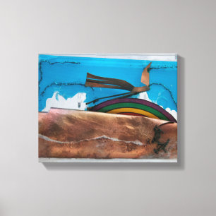 Rainbow and Abstract Bird K7 1986 Mixed-media C Canvas Print