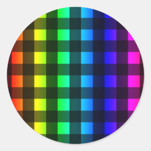 Rainbow and Black Buffalo Plaid Classic Round Sticker
