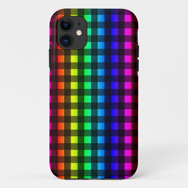 Rainbow and Black Buffalo Plaid Pattern Case-Mate iPhone Case (Back)