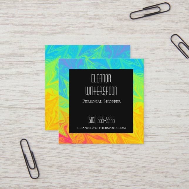 Rainbow And Black Business Card (Front/Back In Situ)