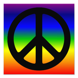 Rainbow and Black Peace Symbol Photo Print