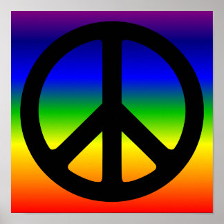 Rainbow and Black Peace Symbol Poster