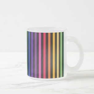 Rainbow and black stripes frosted glass coffee mug