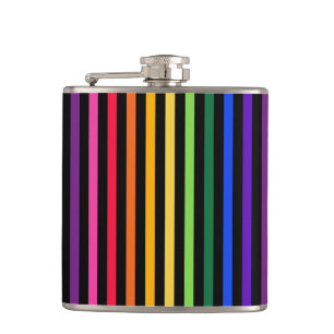 Rainbow and black stripes hip flask