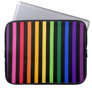 Rainbow and black stripes laptop sleeve